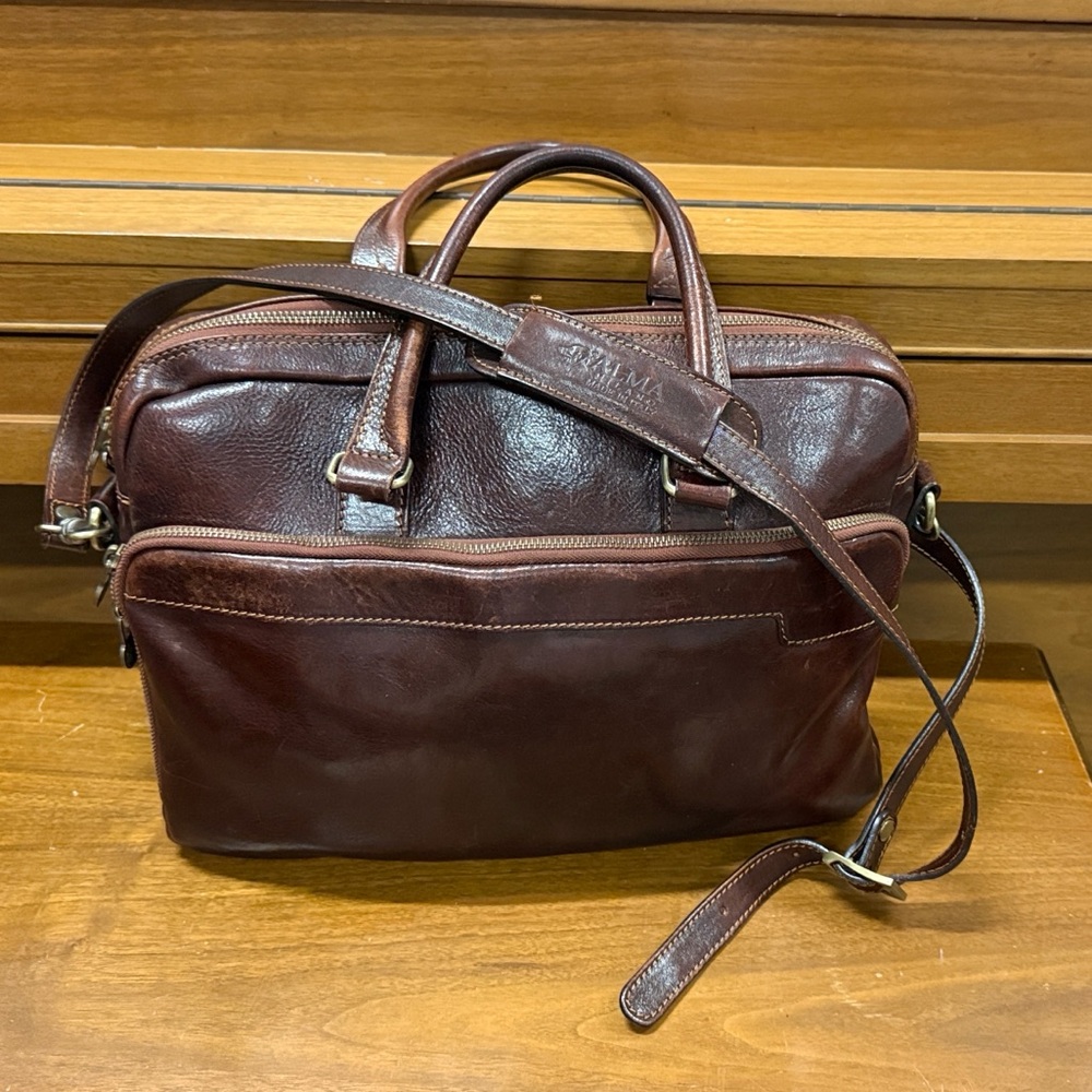 Alma Milano Handcrafted Italian Leather‎ Briefcase – Brown Laptop Bag
